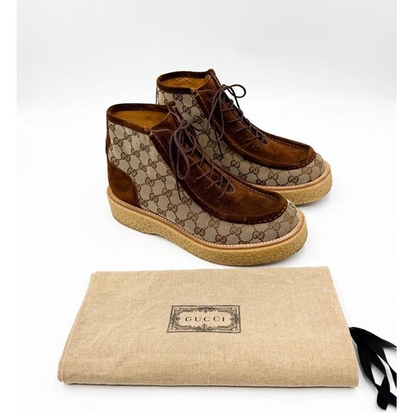 Gucci Other - Gucci GG Supreme Monogram Brown Suede Boots US Men’s 7.5